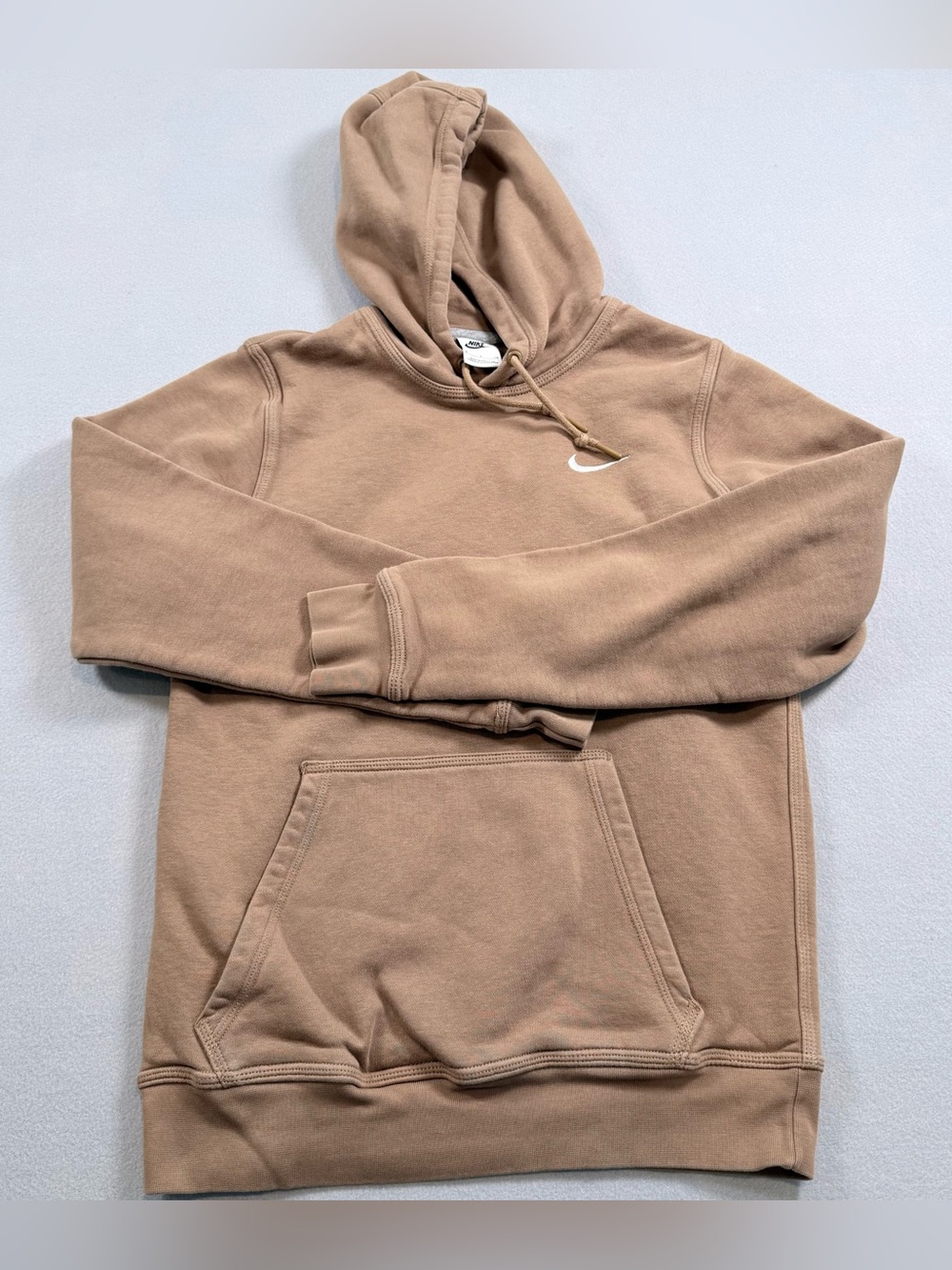 Nike Fleece Hoodie Tan Khaki Swoosh Logo Size S